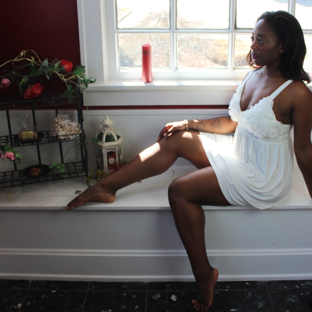 Ivory Cotton Nightgown with 3D flowers